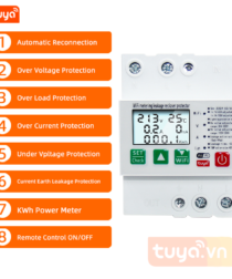Đồng Hồ Bảo Vệ Rò Rỉ Điện Chống Sét Cảnh Báo Dòng Điện Đo Công Suất WiFi Tuya SHP-EM6