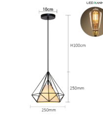 Đèn thả lồng sắt kim cương TH-LV-007