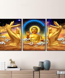 Tranh Treo Tường Canvas Bộ 3 Bức Đức Phật &#8211; Trang Trí Không Gian Sống Nghệ Thuật và Bình Yên